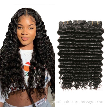 12A Unprocessed Raw Indian Virgin Human Hair Cuticle Aligned Double Drawn Deep Wave 3 Bundles with Closure Hair Extension Vendor